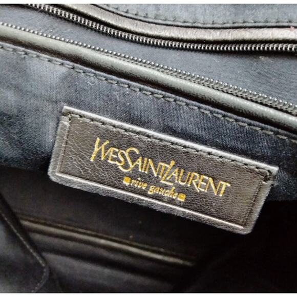 YVES SAINT LAURENT RIVE GAUNCH BLACK PATTON LEATHER TOTE EUC - Picture 9 of 10